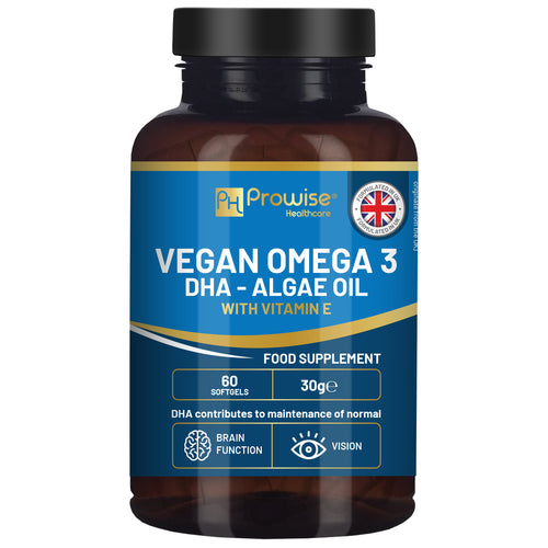 Prowise Vegan Omega-3 DHA Algae Oil 60 Softgels with Vitamin E