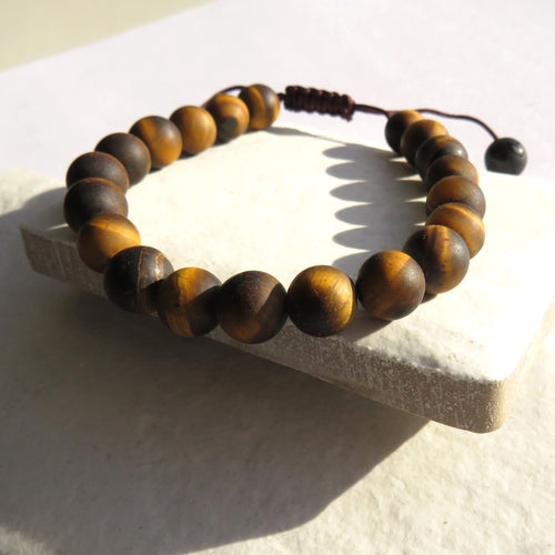 Men's Tiger Eye Adjustable Bracelet, Nylon Thread Gemstone Beads | Jewellery