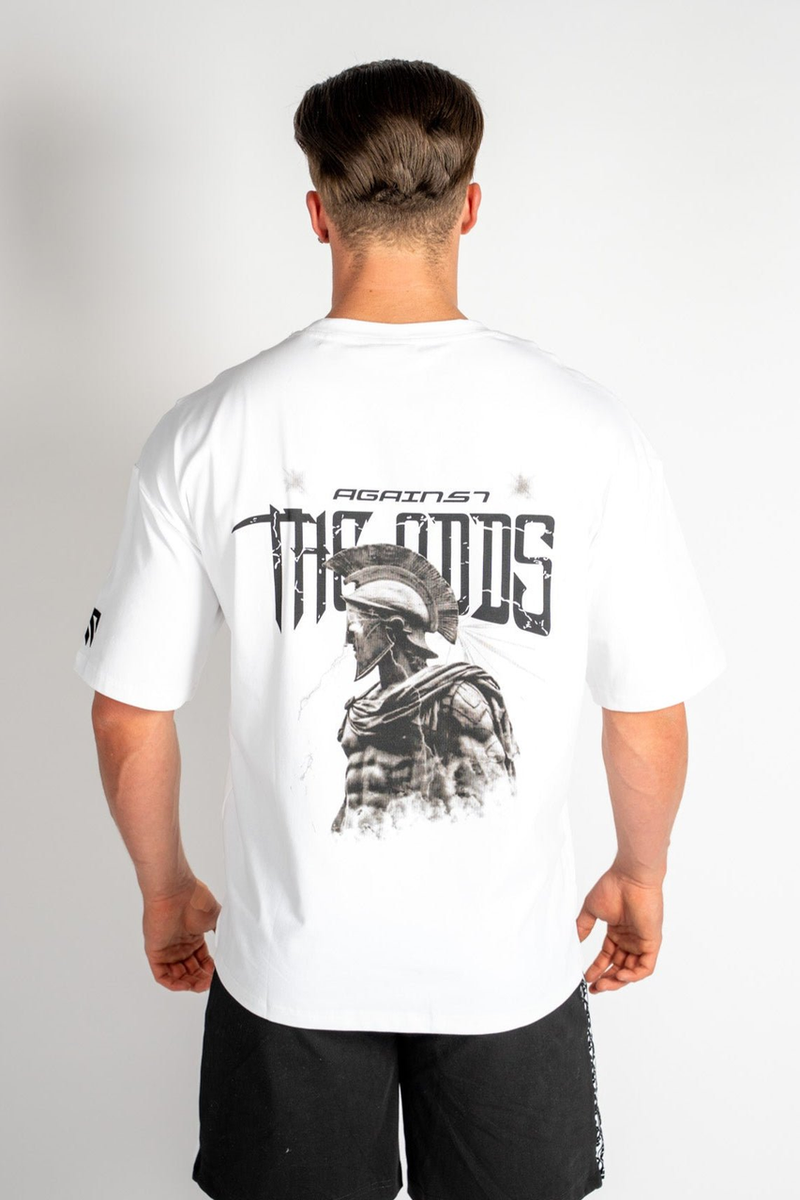 Animus Defy oversized white t-shirt with signature flock print