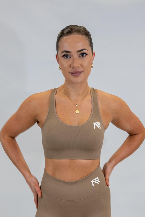 Animus Vitality backless sport bra in beige - seamless high-performance design