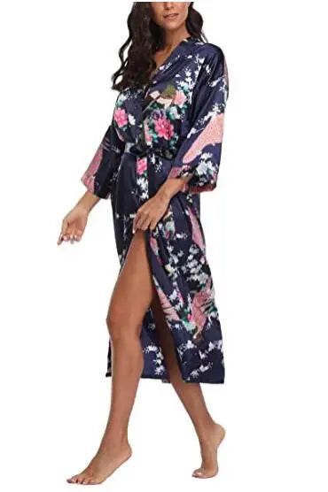 CINOLE floral print kimono bathrobe - comfortable summer loungewear for women