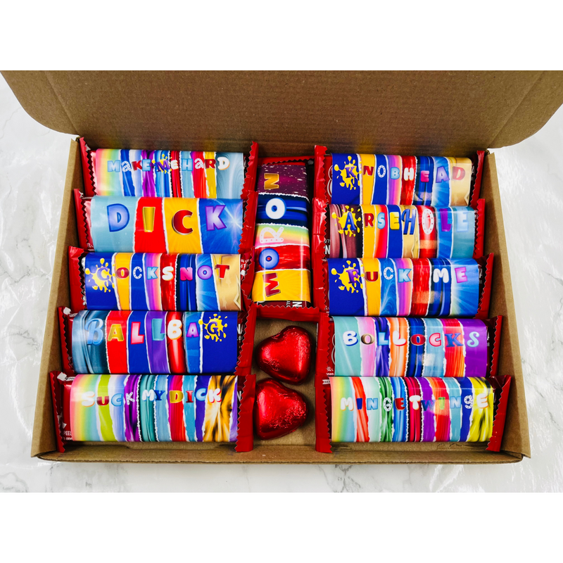 11x rude novelty mismatched wrapper chocolate biscuit gift box - funny adult gift