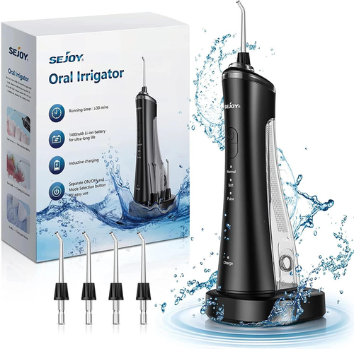 Dyzi cordless oral irrigator water flosser TB5011 IPX7 waterproof in black