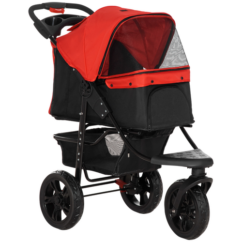 Pet Stroller 3-Wheel Folding Travel Canopy Adjustable Storage Brake | Pet Stroller