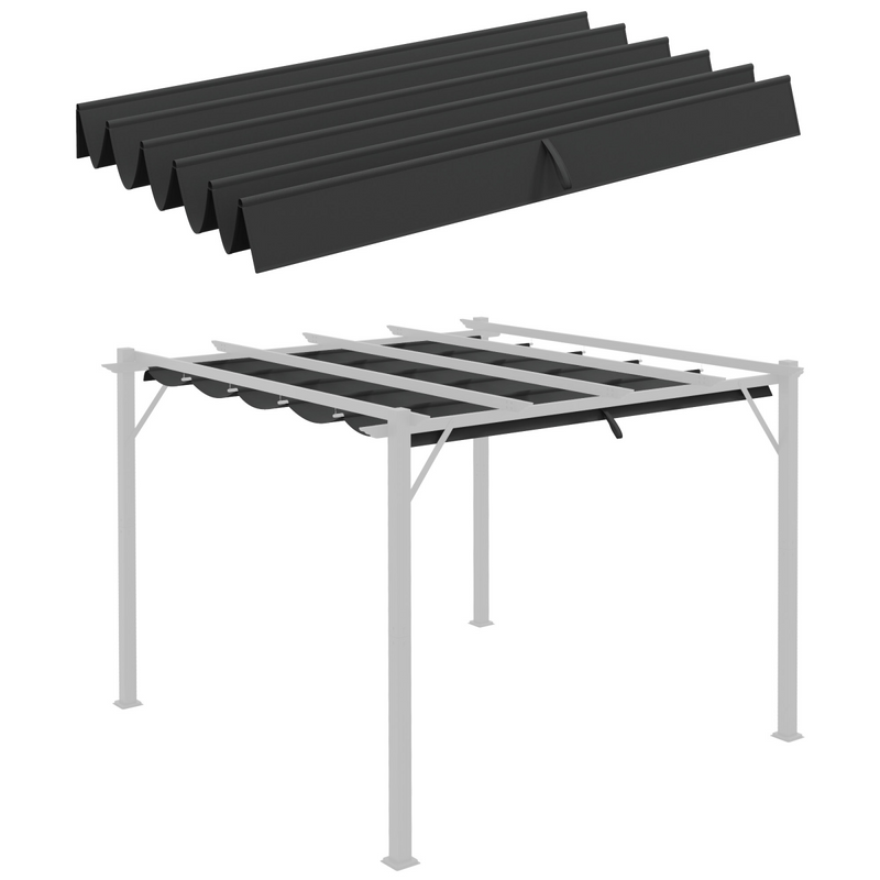 Outsunny 3x3m Pergola Replacement Canopy Grey - Gazebo Shade Cover