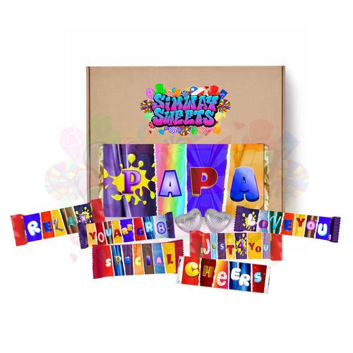 Father's Day novelty chocolate gift box with Papa themed wrappers
