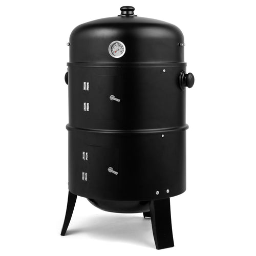 Iron BBQ smoker carbon grill outdoor barbecue in black