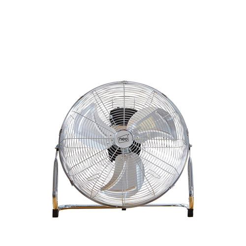 Neo 12 inch high velocity chrome metal freestanding floor fan with 3 speeds