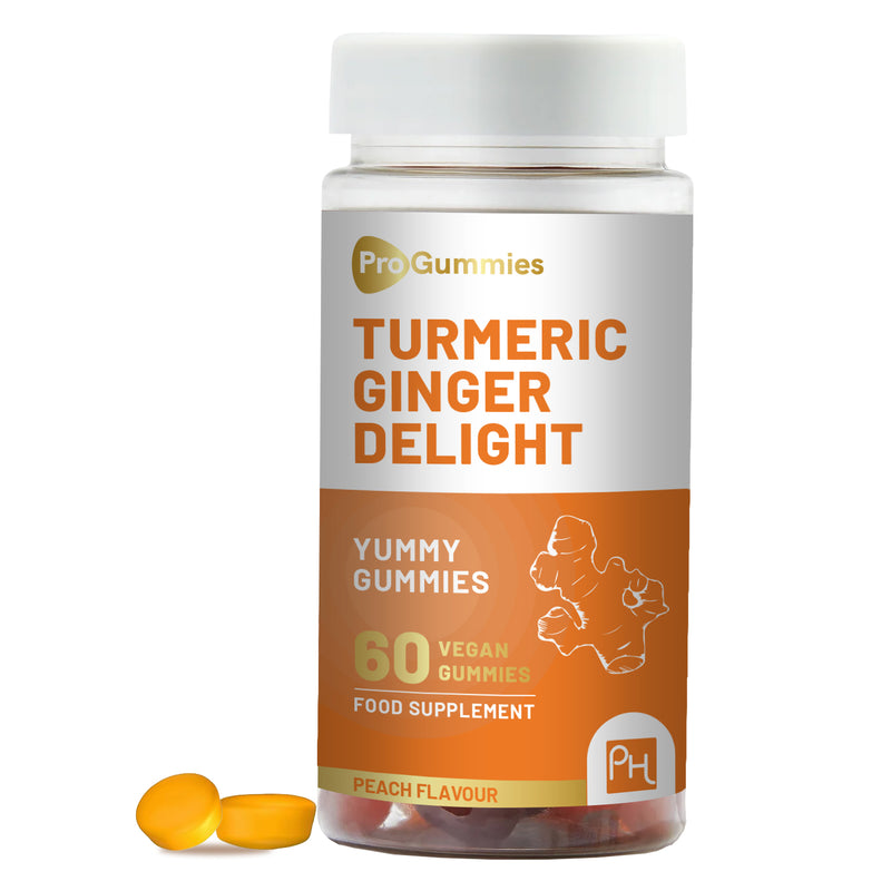 Prowise Turmeric & Ginger Gummies - 60 Vegan Peach Flavour Gummies