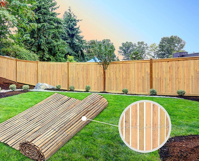 Natural bamboo reed slatted garden fence 1.8m x 4m eco garden screening