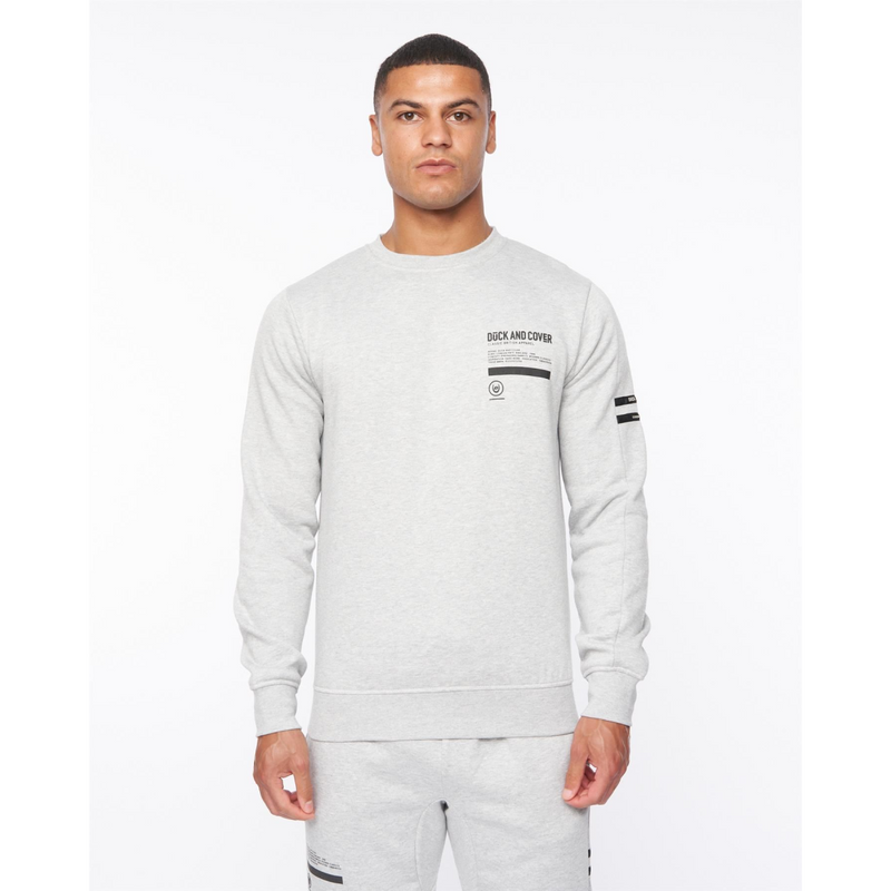 Duck and Cover Jennerkins grey marl crew neck sweatshirt for men