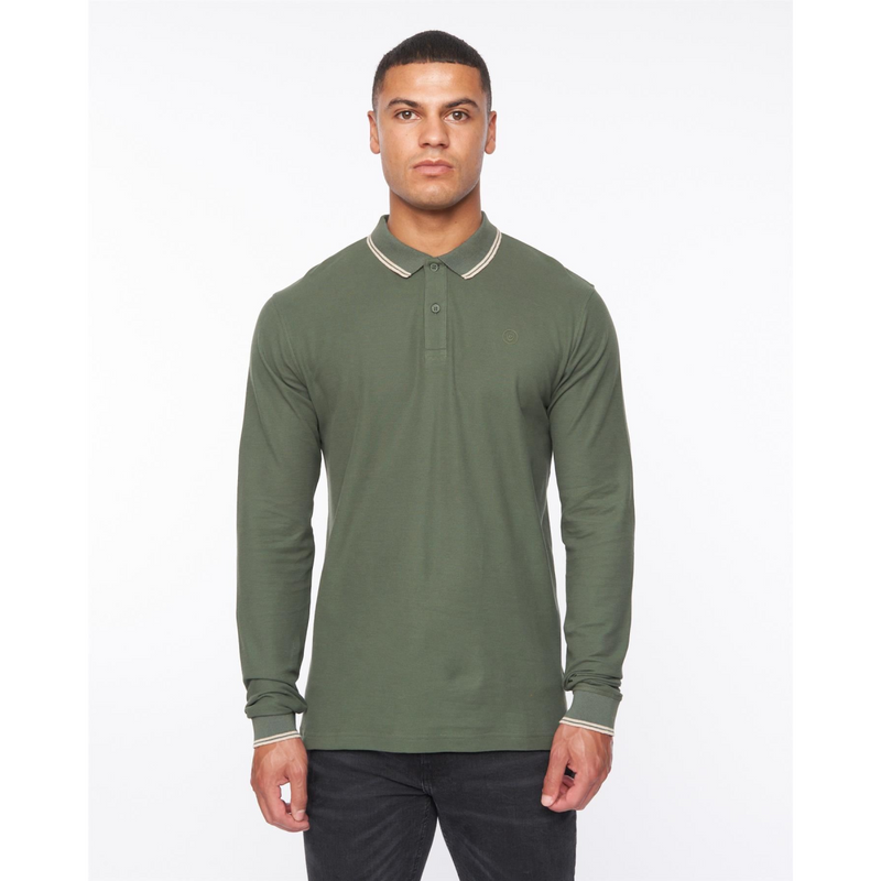 Duck and Cover Roxberry men's forest green long sleeve polo shirt