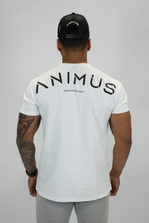 Animus Good and Bad white organic cotton statement graphic t-shirt