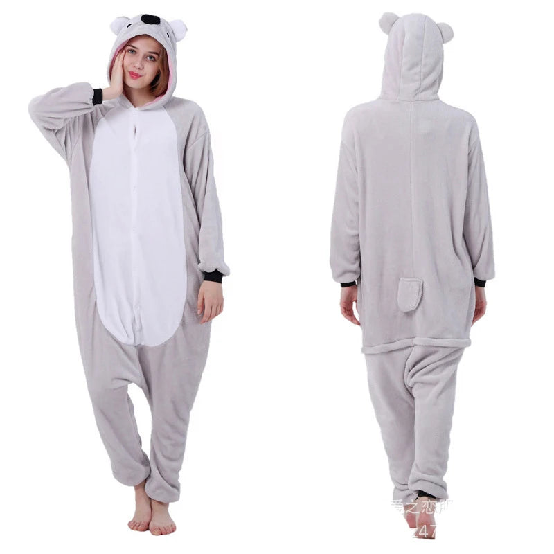 Animal onesie pyjamas - adorable bear cat cosplay sleepwear in brown