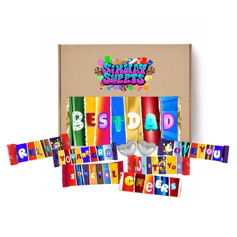 Father's Day novelty chocolate gift box for Best Dad with fun wrappers