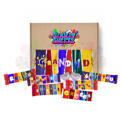 Father's Day novelty chocolate gift box with Grandad themed wrappers