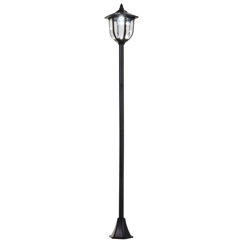 Garden Solar LED Lamp Post 1.77m - Freestanding Outdoor Light (Black)